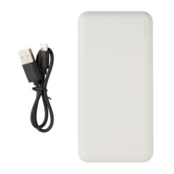 Power bank 10000 mAh z nadrukiem Twojego logo, materiał: plastik, kolor: biały