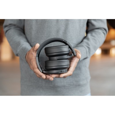 Bezprzewodowe słuchawki nauszne Urban Vitamin Palo Alto z nadrukiem Twojego logo, materiał: pu, kolor: czarny Bezprzewodowe słuchawki nauszne Urban Vitamin Palo Alto z nadrukiem Twojego logo, materiał: pu, kolor: czarny