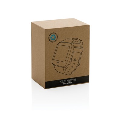 Monitor aktywności Fit Watch, TPE z recyklingu z nadrukiem Twojego logo, materiał: plastik, tpe, kolor: czarny Monitor aktywności Fit Watch, TPE z recyklingu z nadrukiem Twojego logo, materiał: plastik, tpe, kolor: czarny