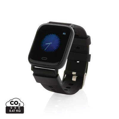 Monitor aktywności Fit Watch, TPE z recyklingu z nadrukiem Twojego logo, materiał: plastik, tpe, kolor: czarny Monitor aktywności Fit Watch, TPE z recyklingu z nadrukiem Twojego logo, materiał: plastik, tpe, kolor: czarny