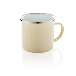 Emaliowany kubek 350 ml w stylu vintage z nadrukiem Twojego logo, materiał: stal węglowa, stal, kolor: biały