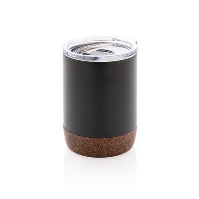 Kubek termiczny 180 ml, stal nierdzewna z recyklingu z nadrukiem Twojego logo, materiał: korek, stal nierdzewna, stal, kolor: czarny Kubek termiczny 180 ml, stal nierdzewna z recyklingu z nadrukiem Twojego logo, materiał: korek, stal nierdzewna, stal, kolor: czarny