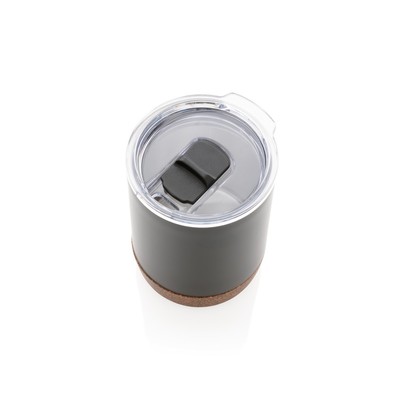 Kubek termiczny 180 ml, stal nierdzewna z recyklingu z nadrukiem Twojego logo, materiał: korek, stal nierdzewna, stal, kolor: czarny Kubek termiczny 180 ml, stal nierdzewna z recyklingu z nadrukiem Twojego logo, materiał: korek, stal nierdzewna, stal, kolor: czarny