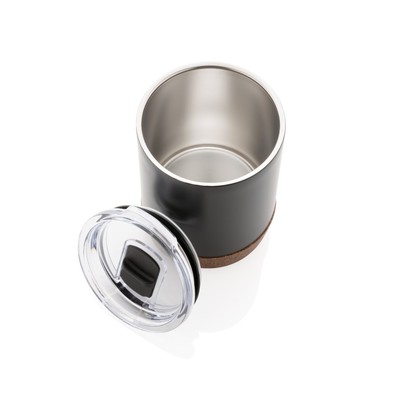 Kubek termiczny 180 ml, stal nierdzewna z recyklingu z nadrukiem Twojego logo, materiał: korek, stal nierdzewna, stal, kolor: czarny Kubek termiczny 180 ml, stal nierdzewna z recyklingu z nadrukiem Twojego logo, materiał: korek, stal nierdzewna, stal, kolor: czarny