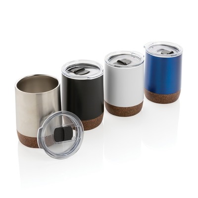 Kubek termiczny 180 ml, stal nierdzewna z recyklingu z nadrukiem Twojego logo, materiał: korek, stal nierdzewna, stal, kolor: czarny Kubek termiczny 180 ml, stal nierdzewna z recyklingu z nadrukiem Twojego logo, materiał: korek, stal nierdzewna, stal, kolor: czarny