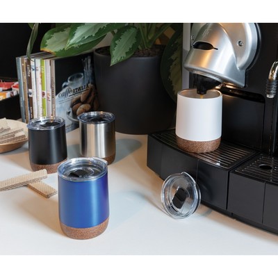 Kubek termiczny 180 ml, stal nierdzewna z recyklingu z nadrukiem Twojego logo, materiał: korek, stal nierdzewna, stal, kolor: czarny Kubek termiczny 180 ml, stal nierdzewna z recyklingu z nadrukiem Twojego logo, materiał: korek, stal nierdzewna, stal, kolor: czarny