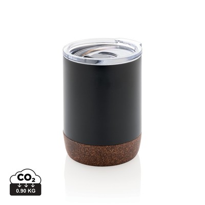 Kubek termiczny 180 ml, stal nierdzewna z recyklingu z nadrukiem Twojego logo, materiał: korek, stal nierdzewna, stal, kolor: czarny Kubek termiczny 180 ml, stal nierdzewna z recyklingu z nadrukiem Twojego logo, materiał: korek, stal nierdzewna, stal, kolor: czarny