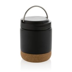 Termiczny pojemnik na żywność 400 ml Savory, stal nierdzewna z recyklingu z nadrukiem Twojego logo, materiał: pp, stal nierdzewna, stal, kolor: czarny