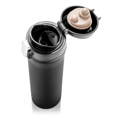 Kubek termiczny 450 ml, stal nierdzewna z recyklingu z nadrukiem Twojego logo, materiał: stal nierdzewna, stal, kolor: czarny Kubek termiczny 450 ml, stal nierdzewna z recyklingu z nadrukiem Twojego logo, materiał: stal nierdzewna, stal, kolor: czarny