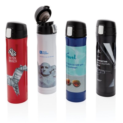 Kubek termiczny 450 ml, stal nierdzewna z recyklingu z nadrukiem Twojego logo, materiał: stal nierdzewna, stal, kolor: czarny Kubek termiczny 450 ml, stal nierdzewna z recyklingu z nadrukiem Twojego logo, materiał: stal nierdzewna, stal, kolor: czarny