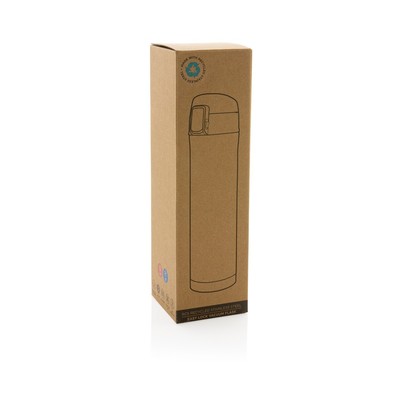 Kubek termiczny 450 ml, stal nierdzewna z recyklingu z nadrukiem Twojego logo, materiał: stal nierdzewna, stal, kolor: czarny Kubek termiczny 450 ml, stal nierdzewna z recyklingu z nadrukiem Twojego logo, materiał: stal nierdzewna, stal, kolor: czarny