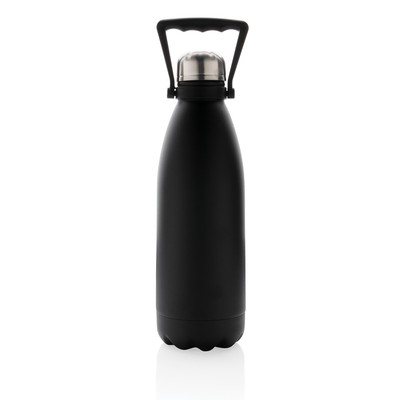 Butelka termiczna 1500 ml, stal nierdzewna z recyklingu z nadrukiem Twojego logo, materiał: stal nierdzewna, stal, kolor: czarny Butelka termiczna 1500 ml, stal nierdzewna z recyklingu z nadrukiem Twojego logo, materiał: stal nierdzewna, stal, kolor: czarny