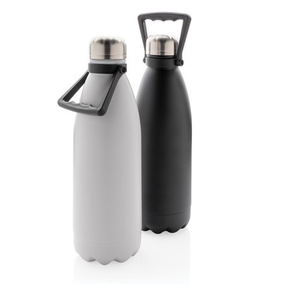 Butelka termiczna 1500 ml, stal nierdzewna z recyklingu z nadrukiem Twojego logo, materiał: stal nierdzewna, stal, kolor: czarny Butelka termiczna 1500 ml, stal nierdzewna z recyklingu z nadrukiem Twojego logo, materiał: stal nierdzewna, stal, kolor: czarny