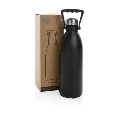 Butelka termiczna 1500 ml, stal nierdzewna z recyklingu z nadrukiem Twojego logo, materiał: stal nierdzewna, stal, kolor: czarny Butelka termiczna 1500 ml, stal nierdzewna z recyklingu z nadrukiem Twojego logo, materiał: stal nierdzewna, stal, kolor: czarny