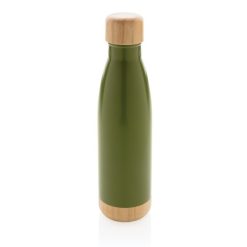 Butelka termiczna 510 ml, bambusowy element z nadrukiem Twojego logo, materiał: bambus, stal nierdzewna, stal, kolor: zielony