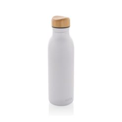Butelka sportowa 600 ml Avira Alcor, stal nierdzewna z recyklingu z nadrukiem Twojego logo, materiał: bambus, stal nierdzewna, stal, kolor: biały