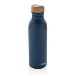 Butelka sportowa 600 ml Avira Alcor, stal nierdzewna z recyklingu z nadrukiem Twojego logo, materiał: bambus, stal nierdzewna, stal, kolor: niebieski
