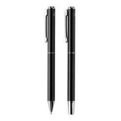 Zestaw piśmienny Swiss Peak z nadrukiem Twojego logo, materiał: aluminium, stal, kolor: czarny