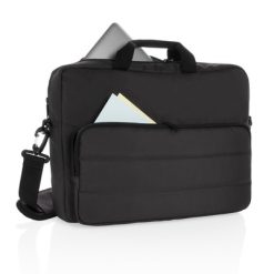 Torba na laptopa 15,6" AWARE™ RPET z nadrukiem Twojego logo, materiał: pu, rpet, kolor: czarny