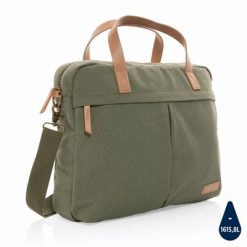 Torba na laptopa 15,6" AWARE™ z nadrukiem Twojego logo, materiał: pu, bawełna, kolor: zielony