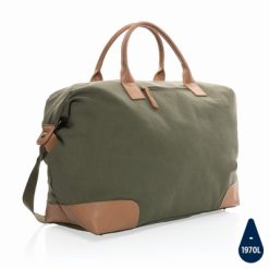 Torba sportowa, podróżna AWARE™ z nadrukiem Twojego logo, materiał: pu, bawełna, kolor: zielony