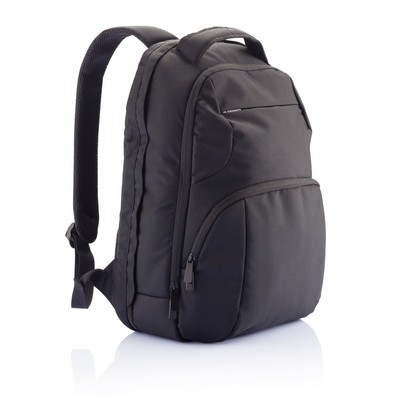 Plecak na laptopa 15,6" AWARE™ RPET z nadrukiem Twojego logo, materiał: rpet, kolor: czarny Plecak na laptopa 15,6" AWARE™ RPET z nadrukiem Twojego logo, materiał: rpet, kolor: czarny