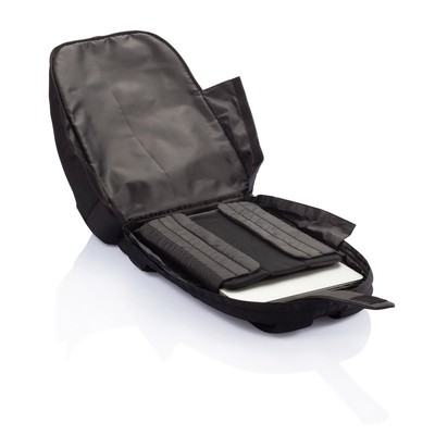 Plecak na laptopa 15,6" AWARE™ RPET z nadrukiem Twojego logo, materiał: rpet, kolor: czarny Plecak na laptopa 15,6" AWARE™ RPET z nadrukiem Twojego logo, materiał: rpet, kolor: czarny
