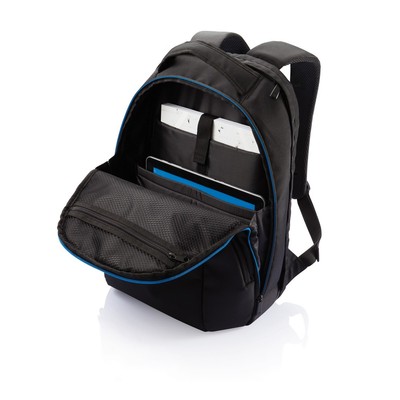 Plecak na laptopa 15,6" AWARE™ RPET z nadrukiem Twojego logo, materiał: rpet, kolor: czarny Plecak na laptopa 15,6" AWARE™ RPET z nadrukiem Twojego logo, materiał: rpet, kolor: czarny