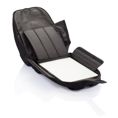 Plecak na laptopa 15,6" AWARE™ RPET z nadrukiem Twojego logo, materiał: rpet, kolor: czarny Plecak na laptopa 15,6" AWARE™ RPET z nadrukiem Twojego logo, materiał: rpet, kolor: czarny