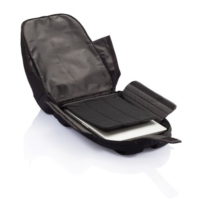 Plecak na laptopa 15,6" AWARE™ RPET z nadrukiem Twojego logo, materiał: rpet, kolor: czarny Plecak na laptopa 15,6" AWARE™ RPET z nadrukiem Twojego logo, materiał: rpet, kolor: czarny