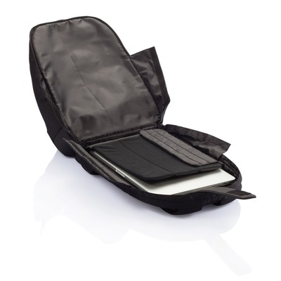 Plecak na laptopa 15,6" AWARE™ RPET z nadrukiem Twojego logo, materiał: rpet, kolor: czarny Plecak na laptopa 15,6" AWARE™ RPET z nadrukiem Twojego logo, materiał: rpet, kolor: czarny