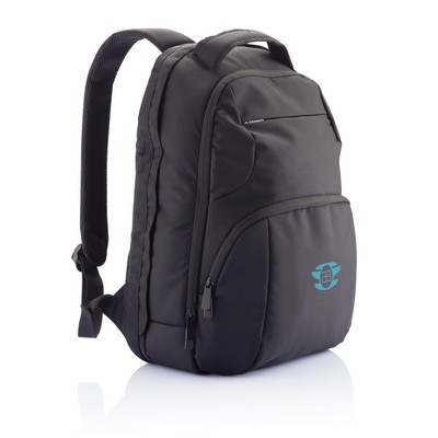 Plecak na laptopa 15,6" AWARE™ RPET z nadrukiem Twojego logo, materiał: rpet, kolor: czarny Plecak na laptopa 15,6" AWARE™ RPET z nadrukiem Twojego logo, materiał: rpet, kolor: czarny