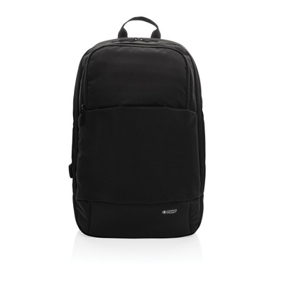 Plecak na laptopa 15,6" Swiss Peak AWARE™ RPET z nadrukiem Twojego logo, materiał: rpet, kolor: czarny Plecak na laptopa 15,6" Swiss Peak AWARE™ RPET z nadrukiem Twojego logo, materiał: rpet, kolor: czarny