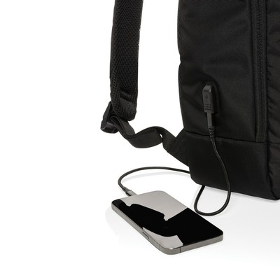 Plecak na laptopa 15,6" Swiss Peak AWARE™ RPET z nadrukiem Twojego logo, materiał: rpet, kolor: czarny Plecak na laptopa 15,6" Swiss Peak AWARE™ RPET z nadrukiem Twojego logo, materiał: rpet, kolor: czarny