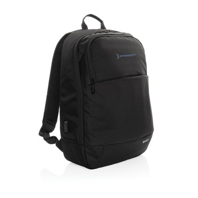 Plecak na laptopa 15,6" Swiss Peak AWARE™ RPET z nadrukiem Twojego logo, materiał: rpet, kolor: czarny Plecak na laptopa 15,6" Swiss Peak AWARE™ RPET z nadrukiem Twojego logo, materiał: rpet, kolor: czarny