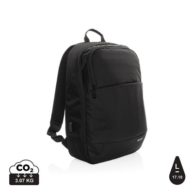 Plecak na laptopa 15,6" Swiss Peak AWARE™ RPET z nadrukiem Twojego logo, materiał: rpet, kolor: czarny Plecak na laptopa 15,6" Swiss Peak AWARE™ RPET z nadrukiem Twojego logo, materiał: rpet, kolor: czarny