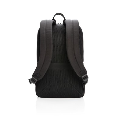 Plecak na laptopa Swiss Peak AWARE™, ochrona RFID z nadrukiem Twojego logo, materiał: rpet, kolor: czarny Plecak na laptopa Swiss Peak AWARE™, ochrona RFID z nadrukiem Twojego logo, materiał: rpet, kolor: czarny