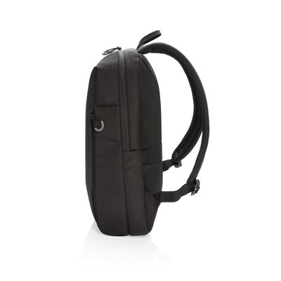 Plecak na laptopa Swiss Peak AWARE™, ochrona RFID z nadrukiem Twojego logo, materiał: rpet, kolor: czarny Plecak na laptopa Swiss Peak AWARE™, ochrona RFID z nadrukiem Twojego logo, materiał: rpet, kolor: czarny