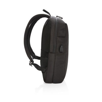 Plecak na laptopa Swiss Peak AWARE™, ochrona RFID z nadrukiem Twojego logo, materiał: rpet, kolor: czarny Plecak na laptopa Swiss Peak AWARE™, ochrona RFID z nadrukiem Twojego logo, materiał: rpet, kolor: czarny