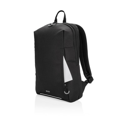 Plecak na laptopa Swiss Peak AWARE™, ochrona RFID z nadrukiem Twojego logo, materiał: rpet, kolor: czarny Plecak na laptopa Swiss Peak AWARE™, ochrona RFID z nadrukiem Twojego logo, materiał: rpet, kolor: czarny