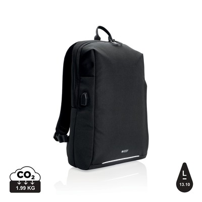 Plecak na laptopa Swiss Peak AWARE™, ochrona RFID z nadrukiem Twojego logo, materiał: rpet, kolor: czarny Plecak na laptopa Swiss Peak AWARE™, ochrona RFID z nadrukiem Twojego logo, materiał: rpet, kolor: czarny