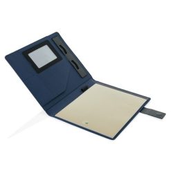 Teczka konferencyjna, notatnik A4 z nadrukiem Twojego logo, materiał: pu, poliester, kolor: niebieski