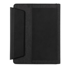 Teczka konferencyjna A5 Fiko, ładowarka bezprzewodowa z nadrukiem Twojego logo, materiał: pu, rpet, kolor: czarny