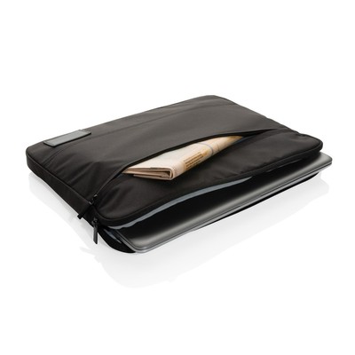 Pokrowiec na laptopa 14" AWARE™ z nadrukiem Twojego logo, materiał: neopren, rpet, kolor: czarny Pokrowiec na laptopa 14" AWARE™ z nadrukiem Twojego logo, materiał: neopren, rpet, kolor: czarny