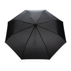 Mały bambusowy parasol 20.5" AWARE™ RPET z nadrukiem Twojego logo, materiał: metal, rpet, kolor: czarny