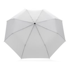 Mały bambusowy parasol 20.5" AWARE™ RPET z nadrukiem Twojego logo, materiał: metal, rpet, kolor: biały