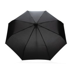 Bambusowy parasol automatyczny 21" AWARE™ RPET z nadrukiem Twojego logo, materiał: metal, rpet, kolor: czarny