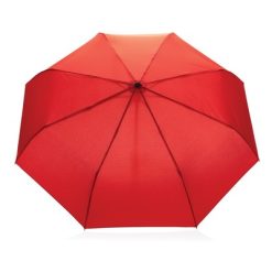 Bambusowy parasol automatyczny 21" AWARE™ RPET z nadrukiem Twojego logo, materiał: metal, rpet, kolor: czerwony