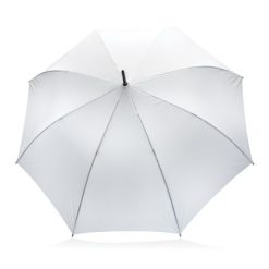 Bambusowy parasol automatyczny 27" AWARE™ RPET z nadrukiem Twojego logo, materiał: metal, rpet, kolor: biały