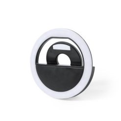 Lampka pierścieniowa LED do telefonu, lampka do selfie z nadrukiem Twojego logo, materiał: plastik, kolor: czarny